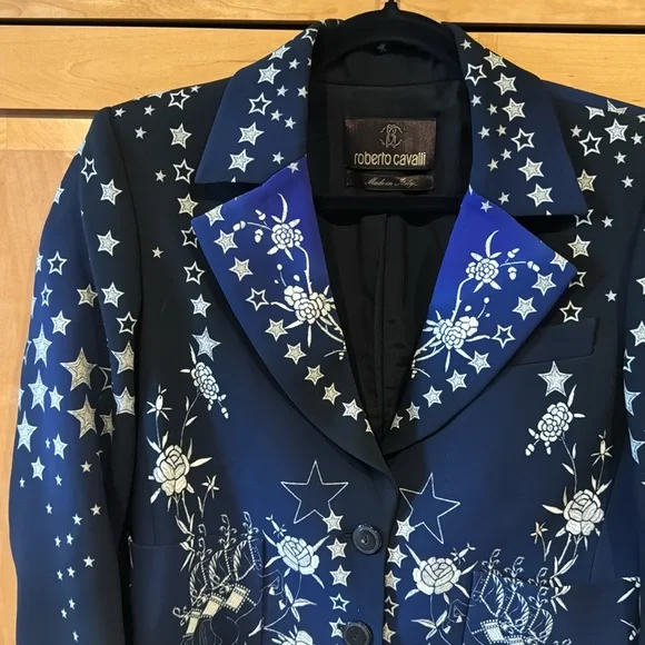 RARE Roberto Cavalli Women's Main Line Star Embellished Blazer Jacket